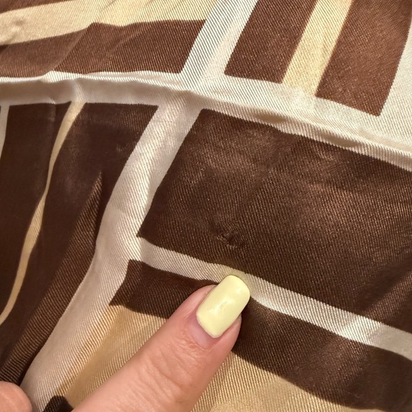 Echo Brown and Cream Silk Striped Scarf - Picture 4 of 6